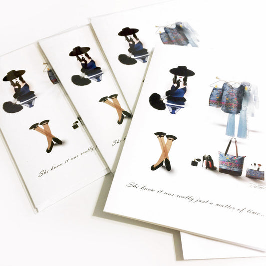 Just a Matter of Time Fashion Art Note Cards - deb schlier studio