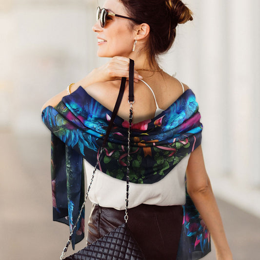 Peacock Wings Long Silk Scarf - deb schlier studio