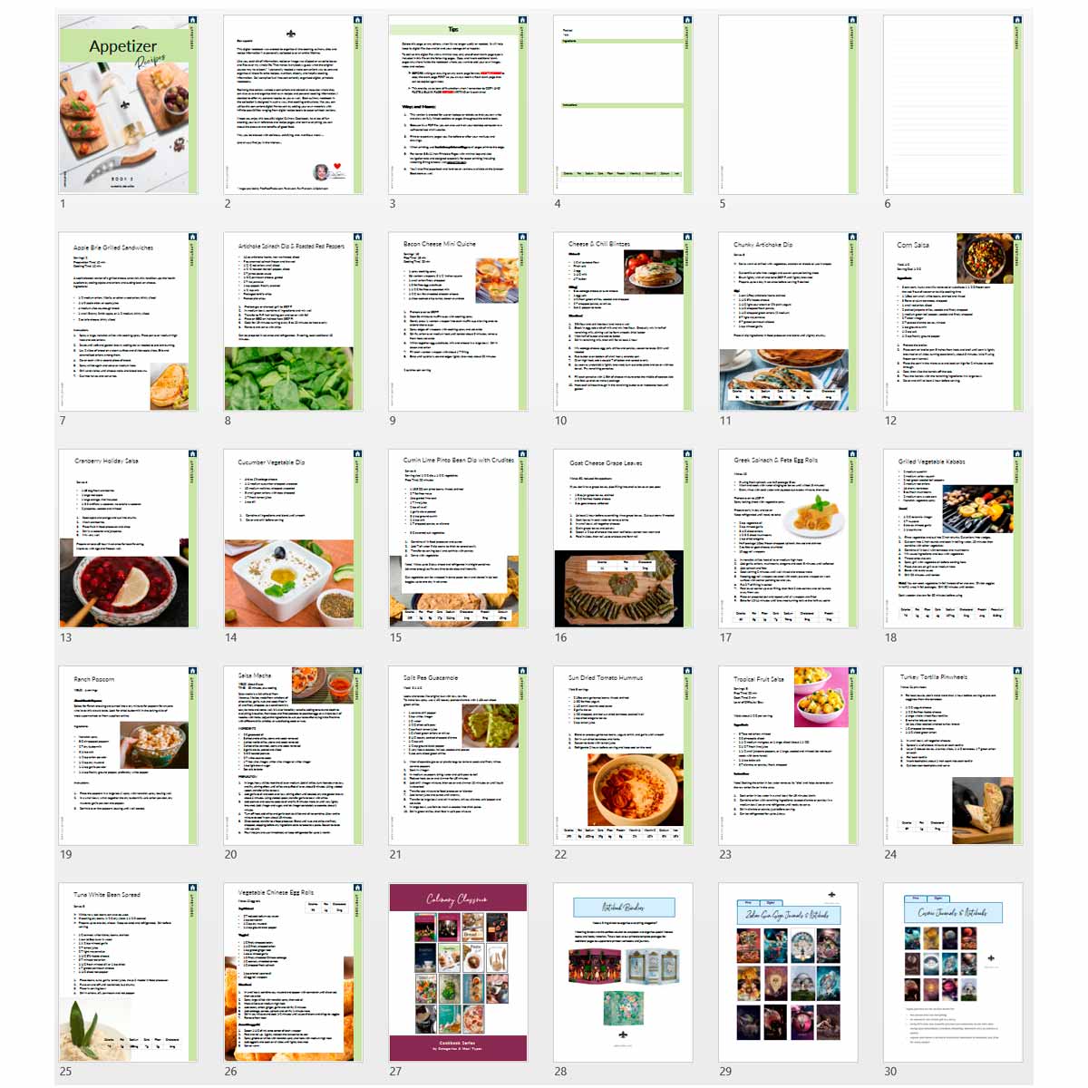 Appetizer Recipes: Printable Book 3 - deb schlier studio