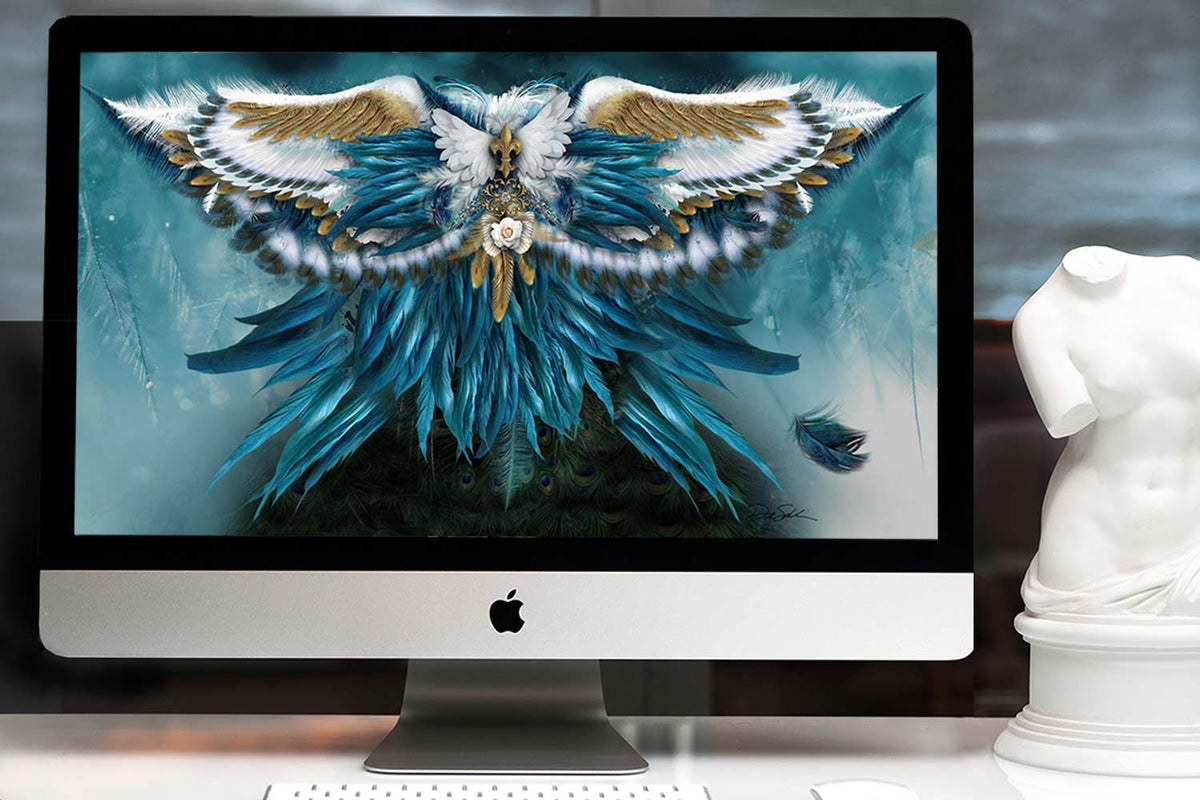 Blue Angel Wings Wallpaper for Desktop & Phone - deb schlier studio