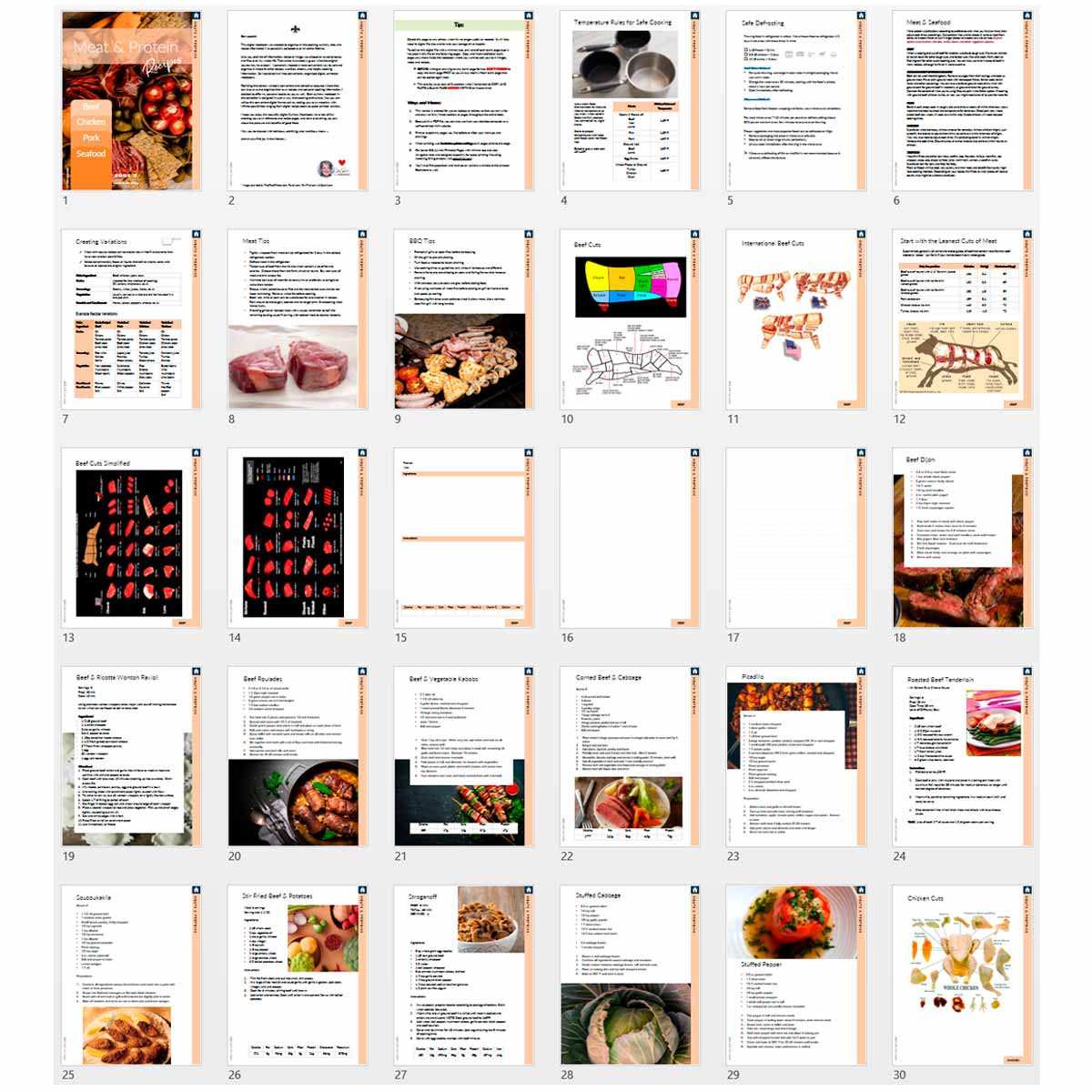 Meat & Protein Recipes: Printable Book 5 - deb schlier studio
