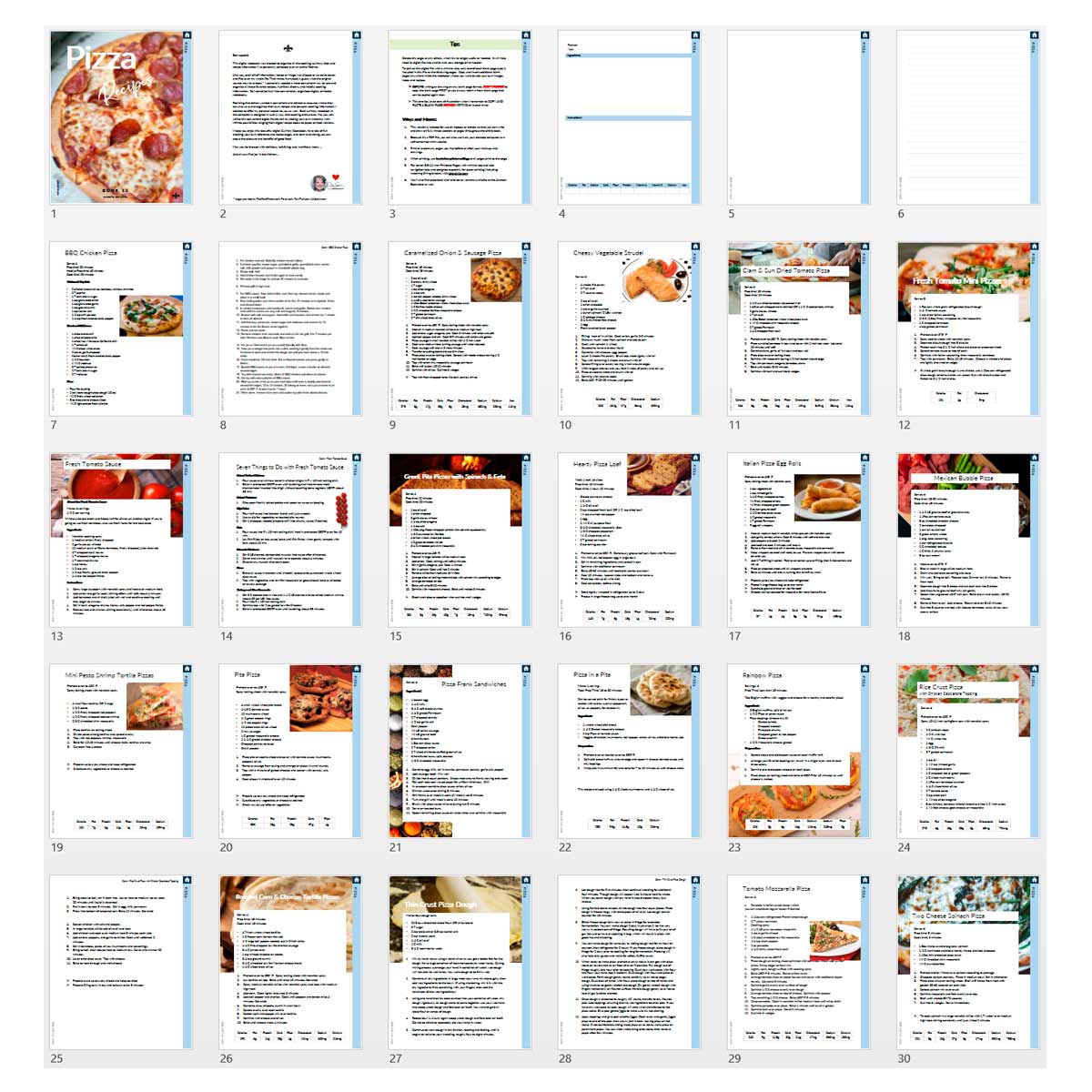 Pizza Recipes: Printable Book 11 - deb schlier studio
