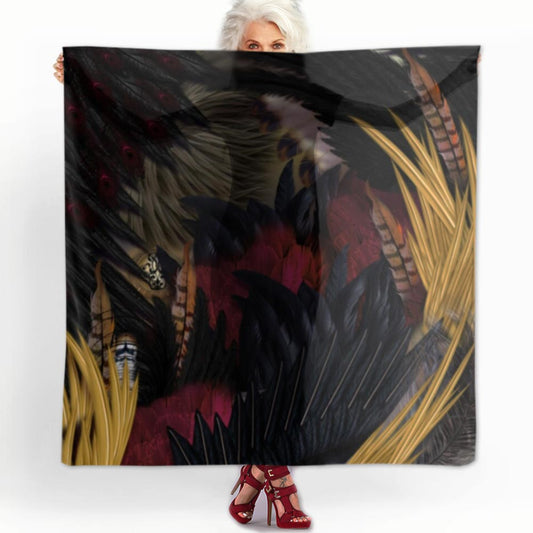 Raven Feathers Square Chiffon Scarf - deb schlier studio