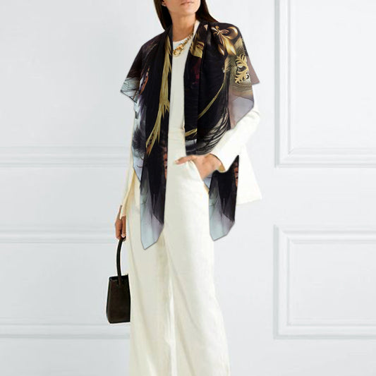 Raven Wings Square Chiffon Scarf - deb schlier studio