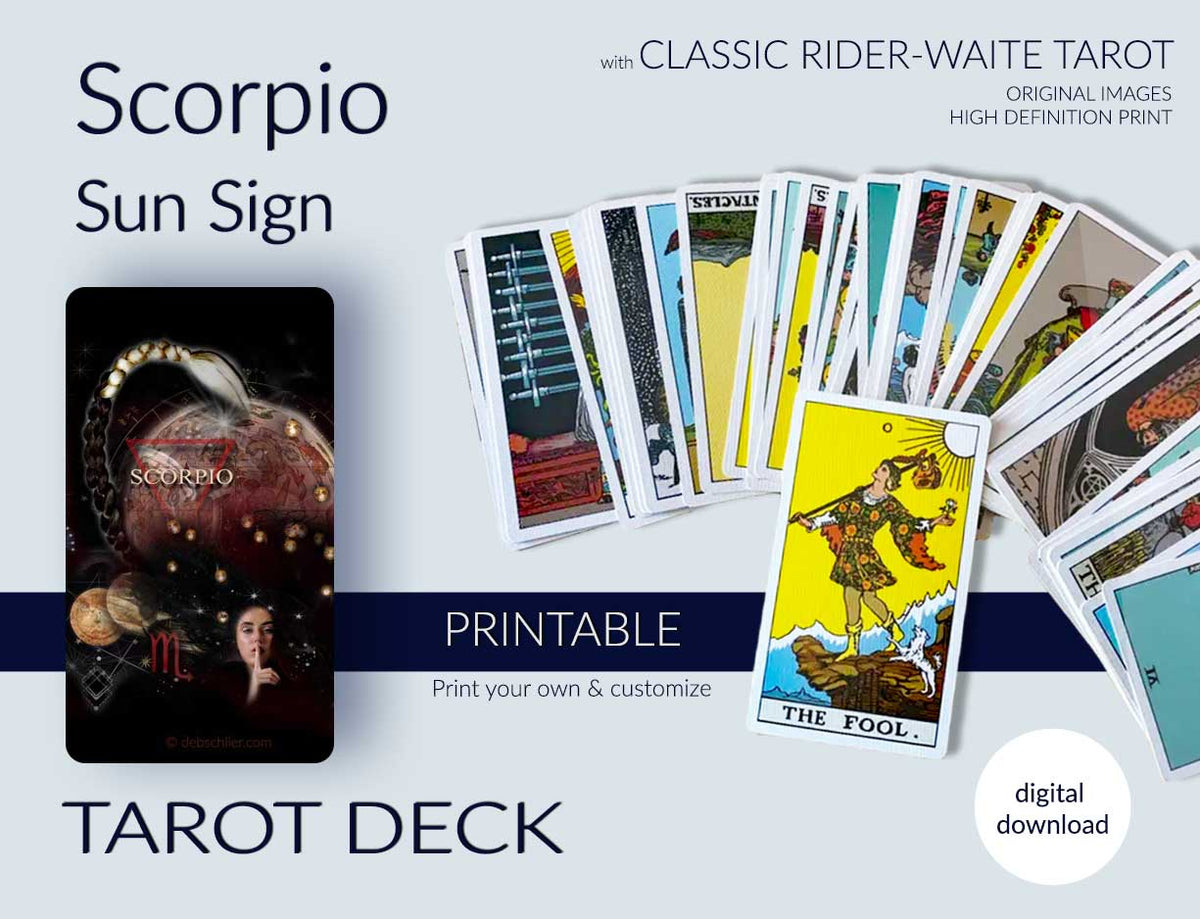 Scorpio Tarot Deck, Printable - deb schlier studio
