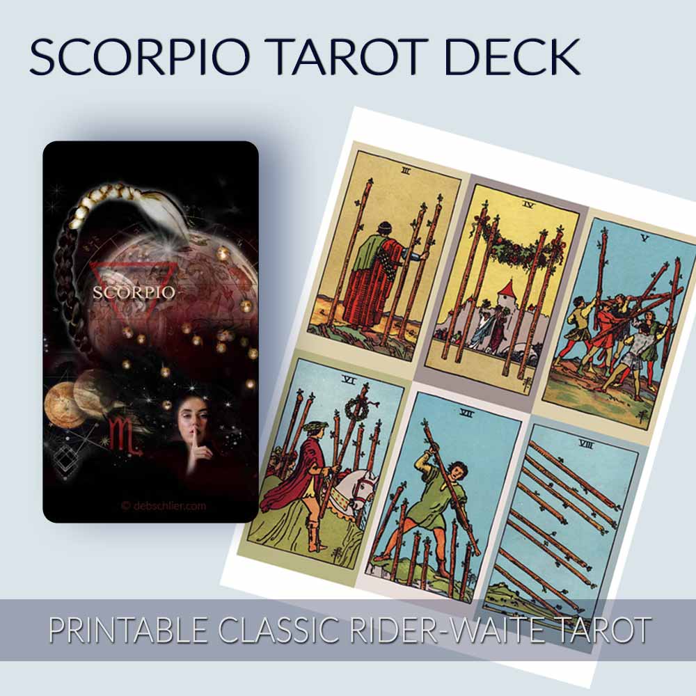 Scorpio Tarot Deck, Printable - deb schlier studio