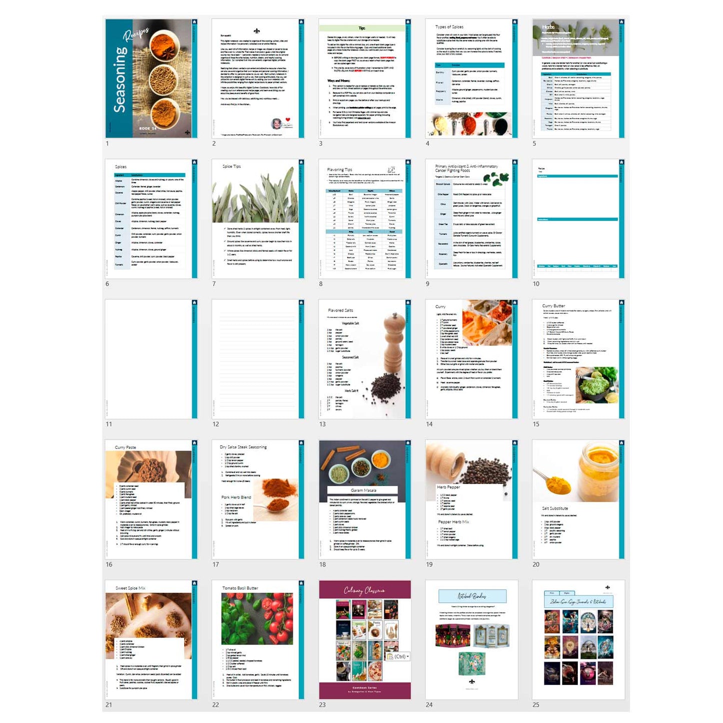 Seasoning Recipes: Printable Book 14 - deb schlier studio