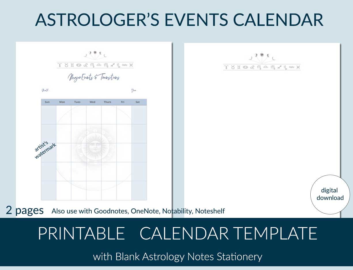 Blank Undated Calendar for Astrology