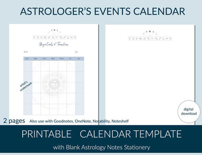 Blank Undated Calendar for Astrology