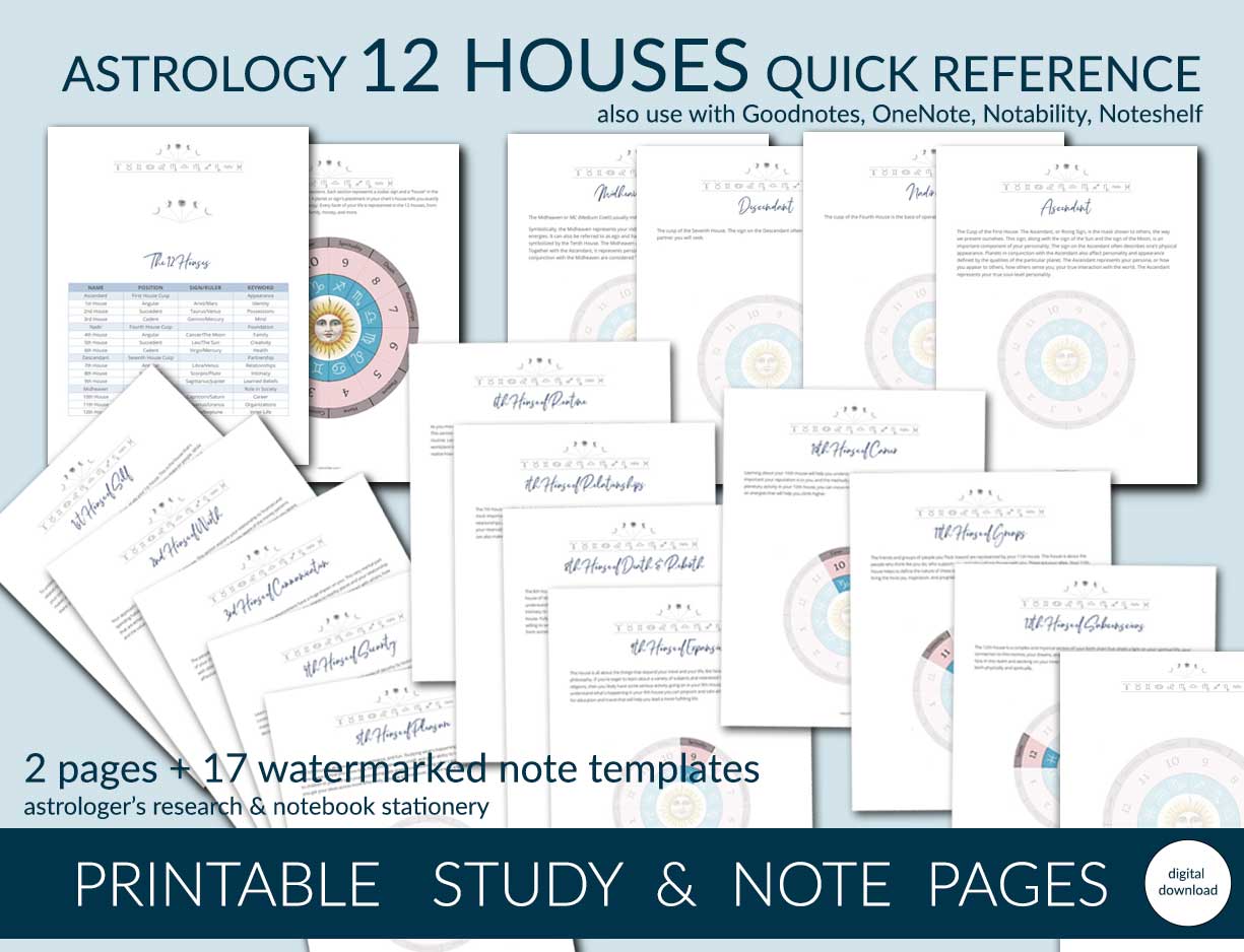 Astrology 12 Houses Cheat Sheet Bundle