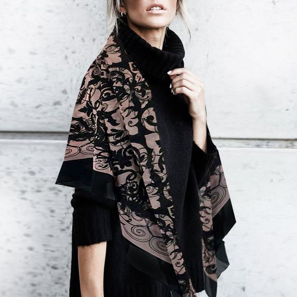 Classic Black Steampunk Lace Chiffon Scarf - deb schlier studio