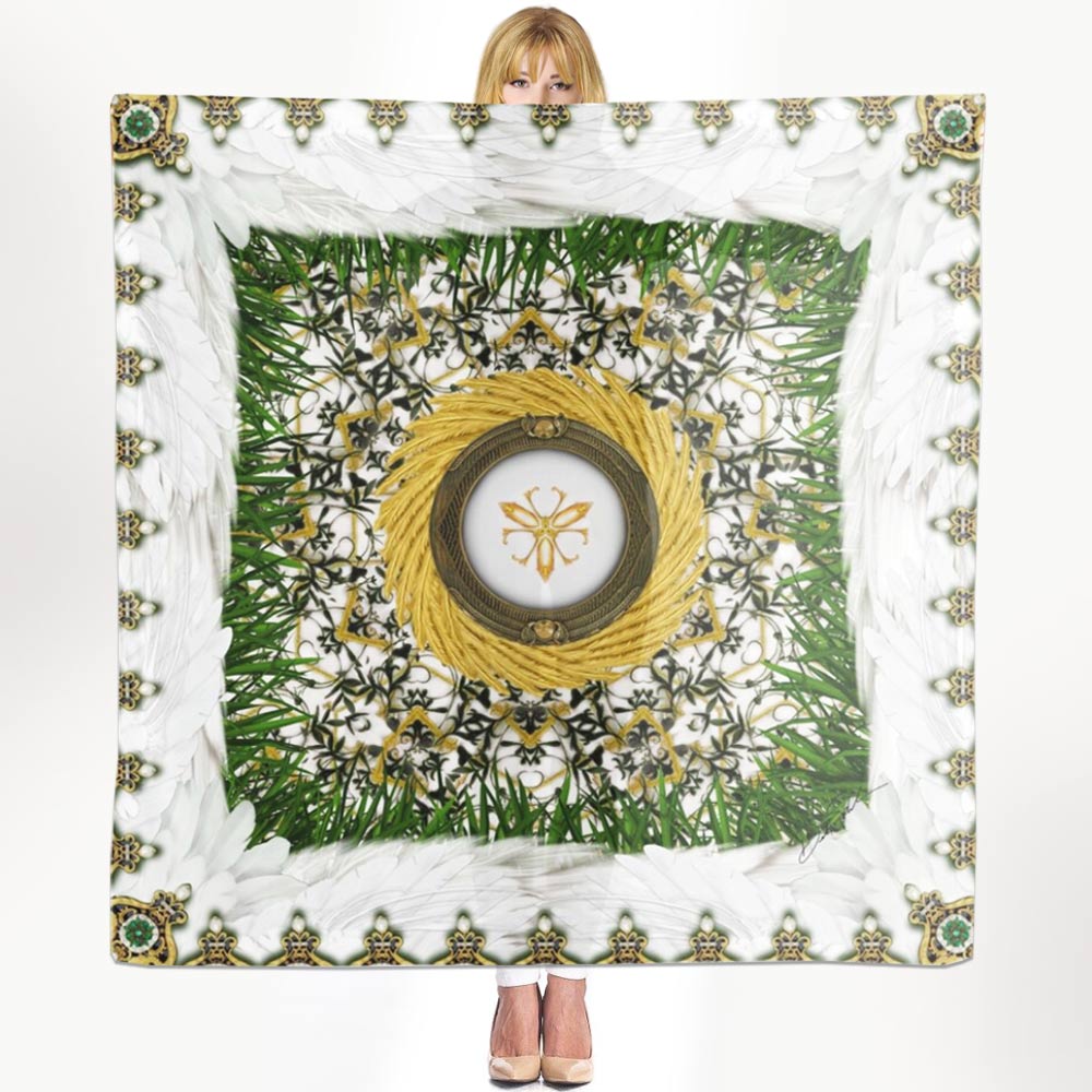 Angel Garden Large White Chiffon Scarf - deb schlier studio