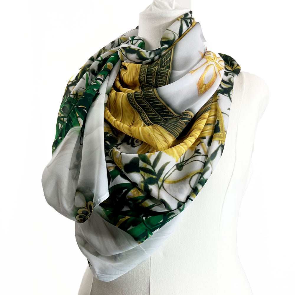 Angel Garden Large White Chiffon Scarf - deb schlier studio