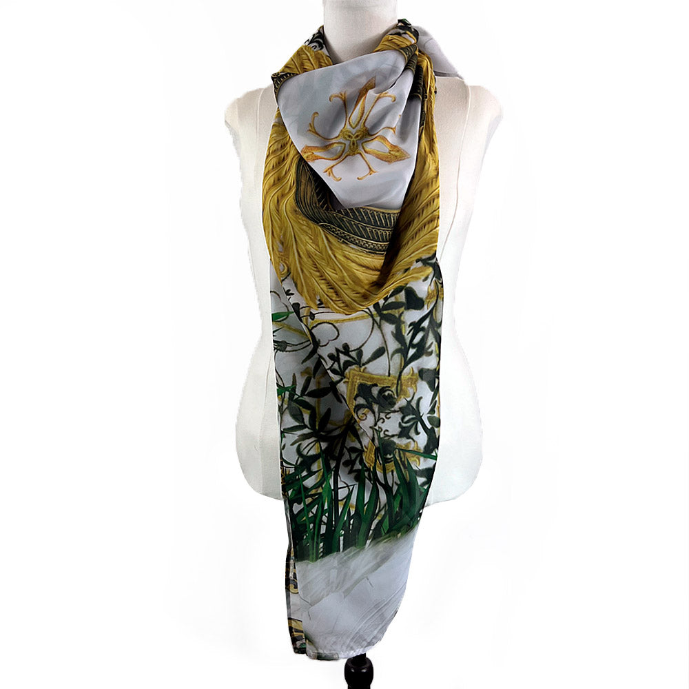 Angel Garden Large White Chiffon Scarf - deb schlier studio