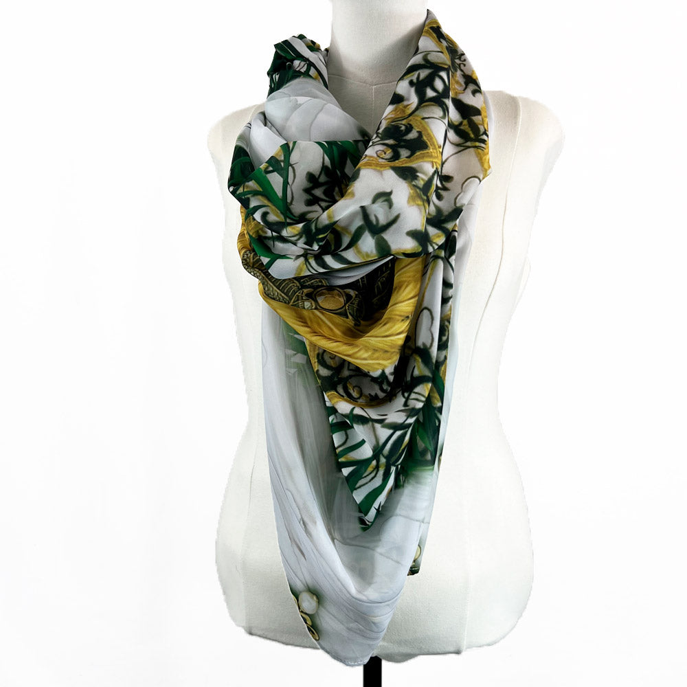 Angel Garden Large White Chiffon Scarf - deb schlier studio