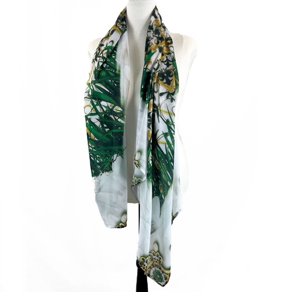 Angel Garden Large White Chiffon Scarf - deb schlier studio