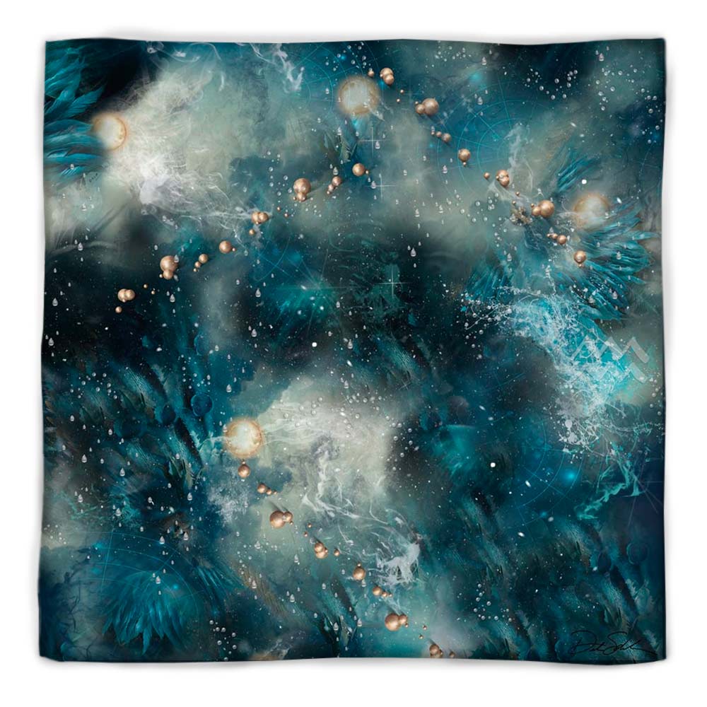 Aquarian Blue Square Silk Scarf