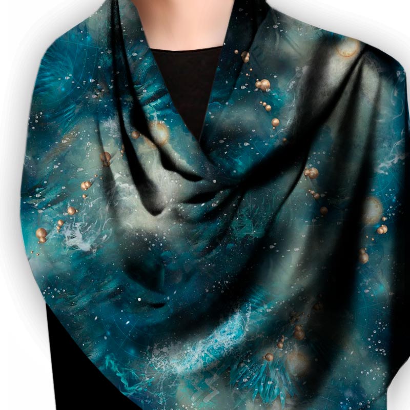 Aquarian Blue Square Silk Scarf - deb schlier studio