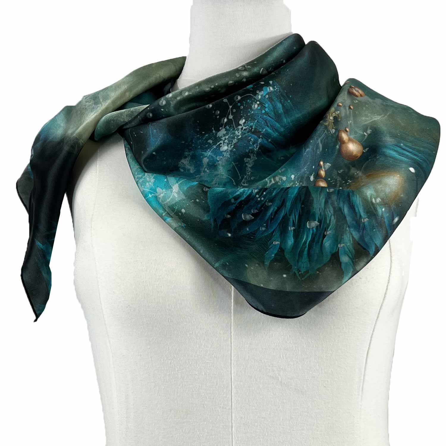 Aquarian Blue Square Silk Scarf - deb schlier studio