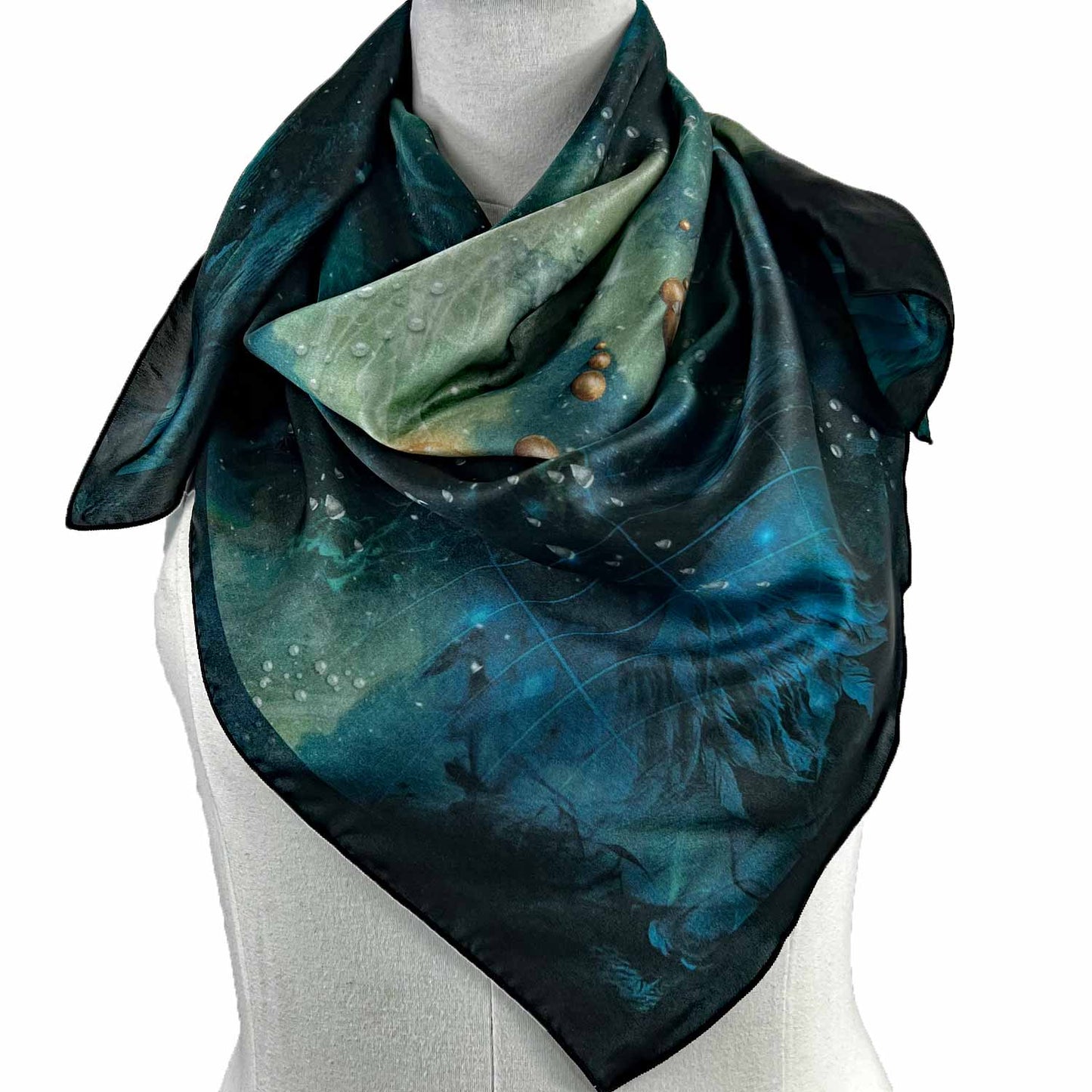 Aquarian Blue Square Silk Scarf - deb schlier studio