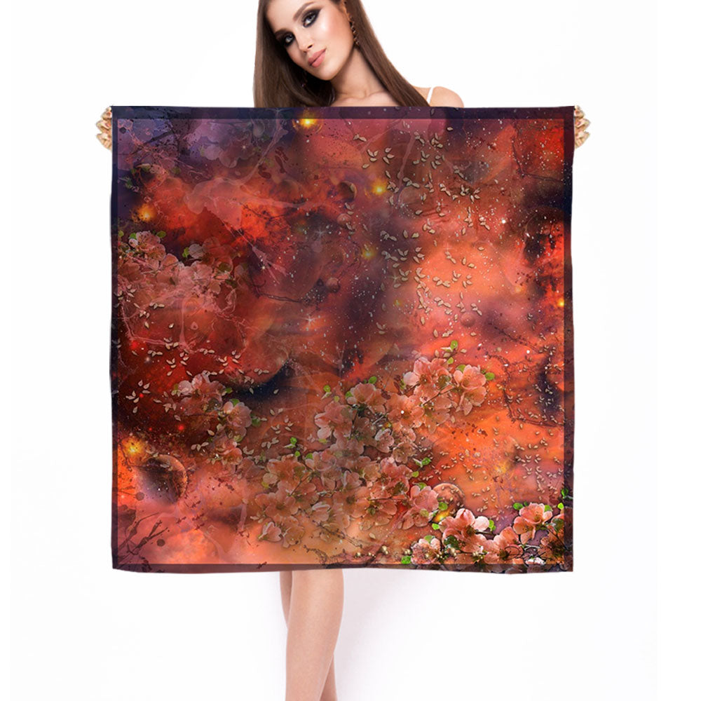 Aries Orange Square Silk Scarf - deb schlier studio