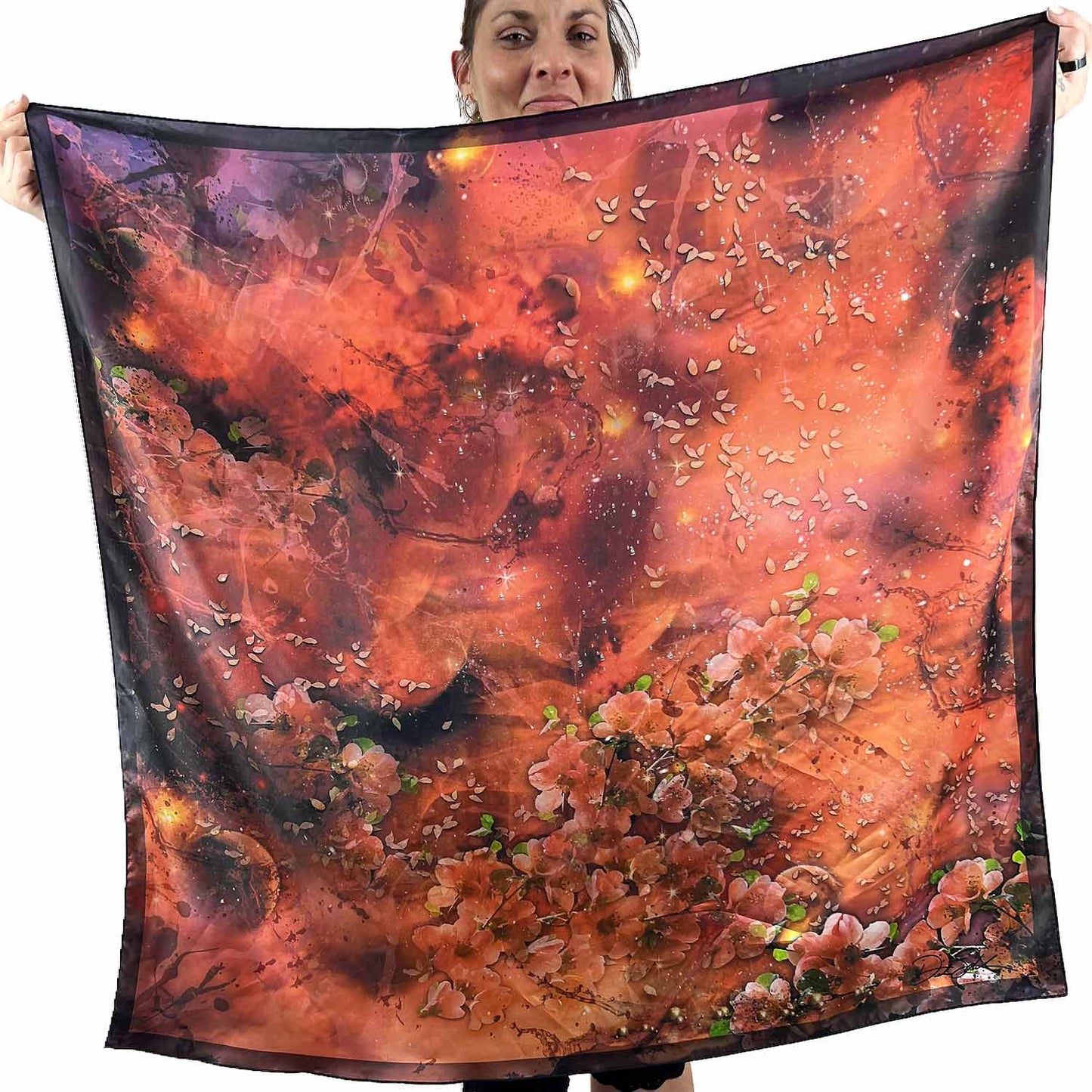 Aries Orange Square Silk Scarf - deb schlier studio