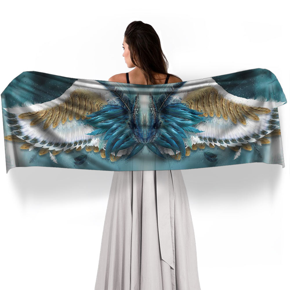 Blue Angel Wings Long Crepe Scarf - deb schlier studio