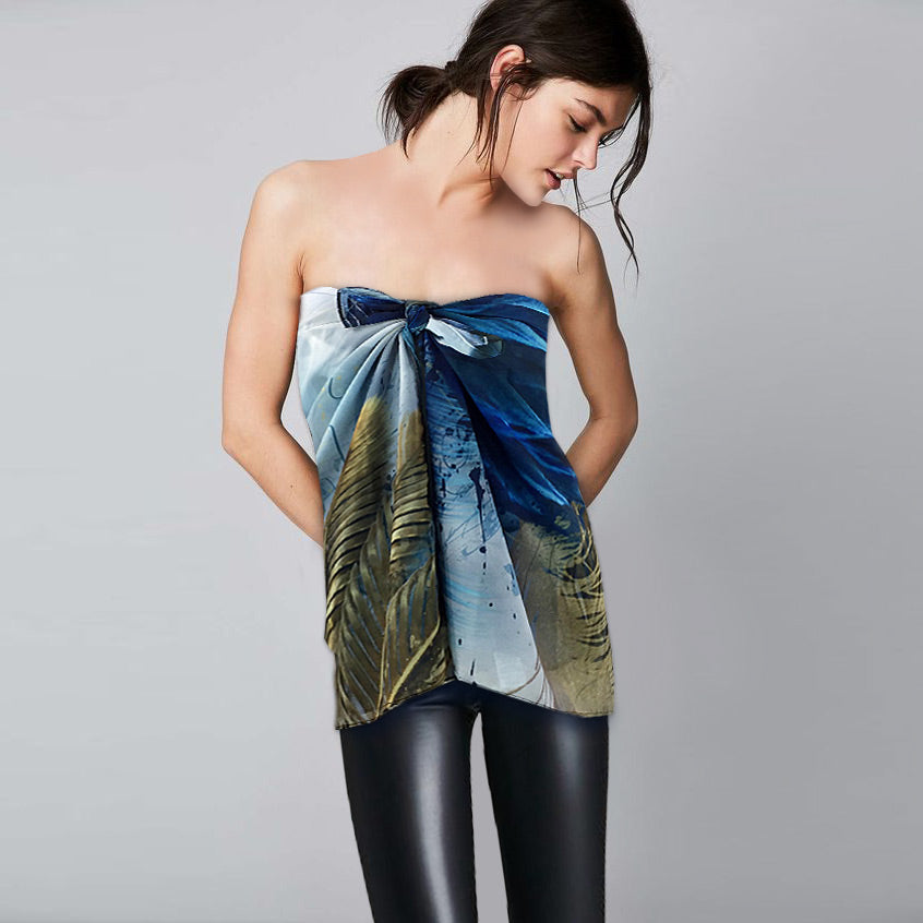 Blue Angel Wings Square Chiffon Scarf - deb schlier studio