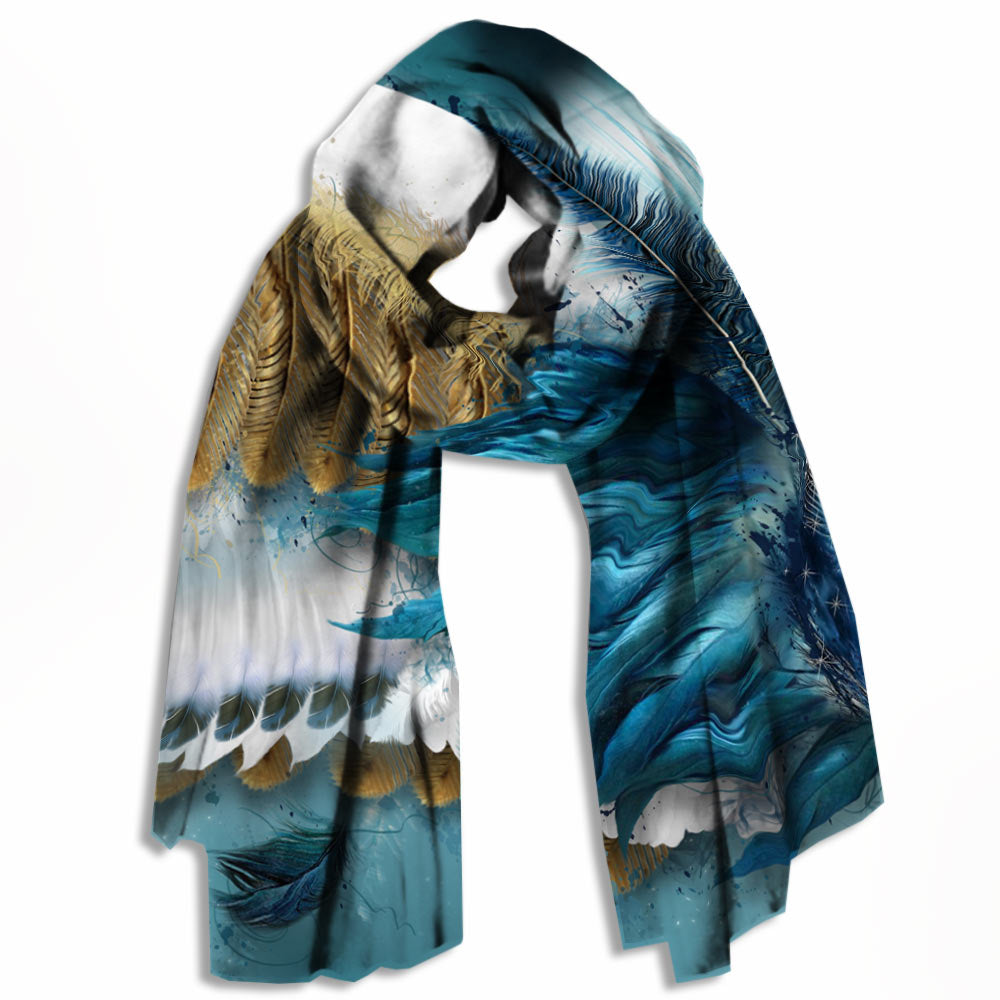 Blue Angel Wings Long Crepe Scarf - deb schlier studio