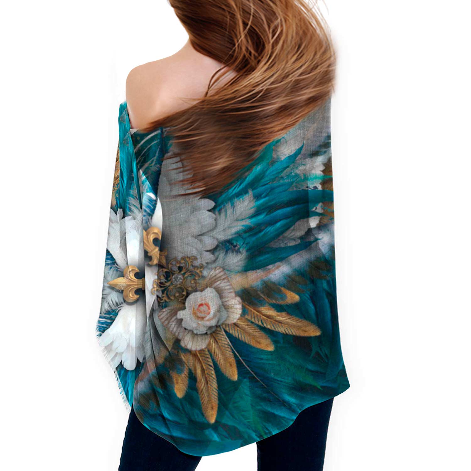 Blue Angel Wings Long Scarf - deb schlier studio