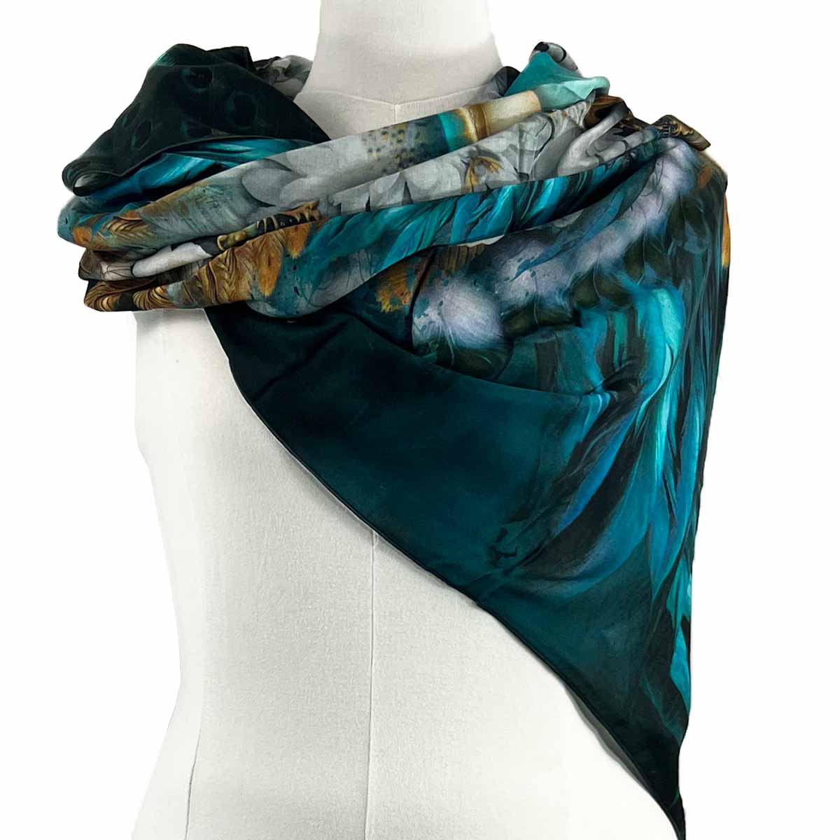 Blue Angel Squared Silk Scarf - deb schlier studio