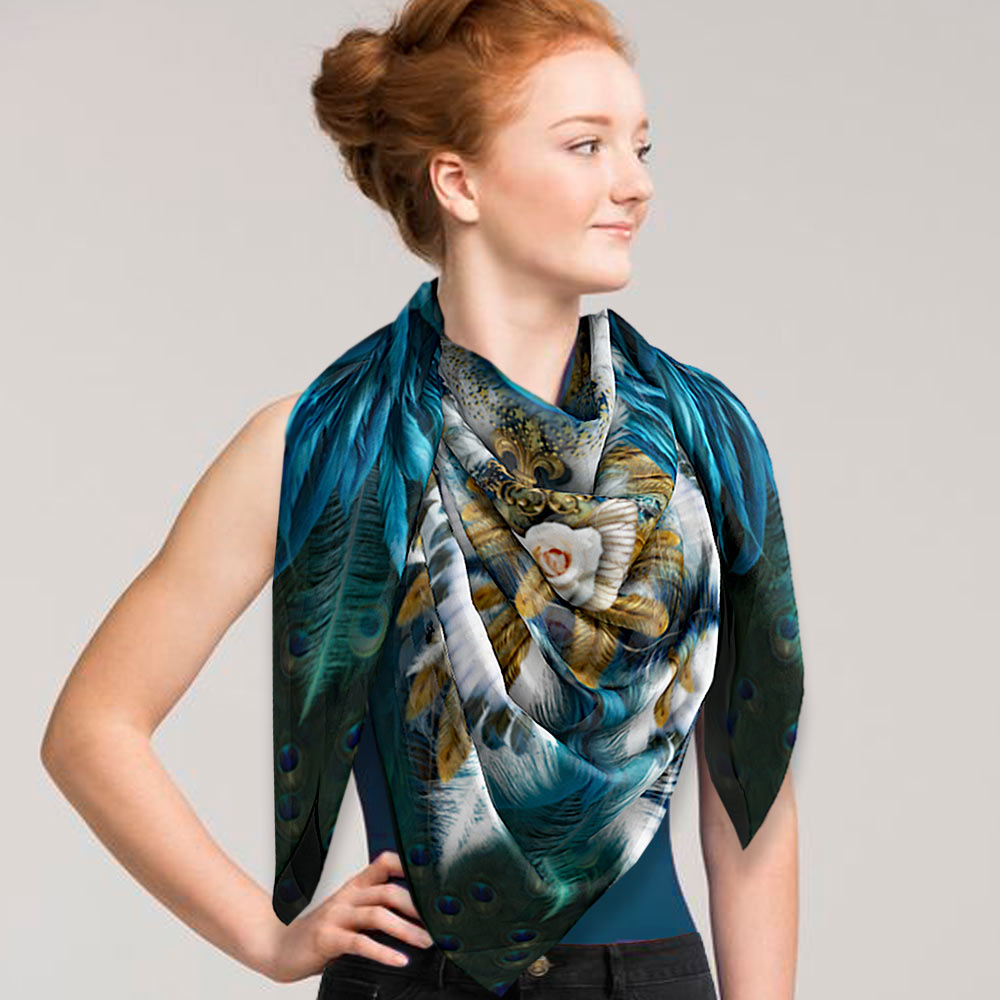 Blue Angel Squared Silk Scarf - deb schlier studio