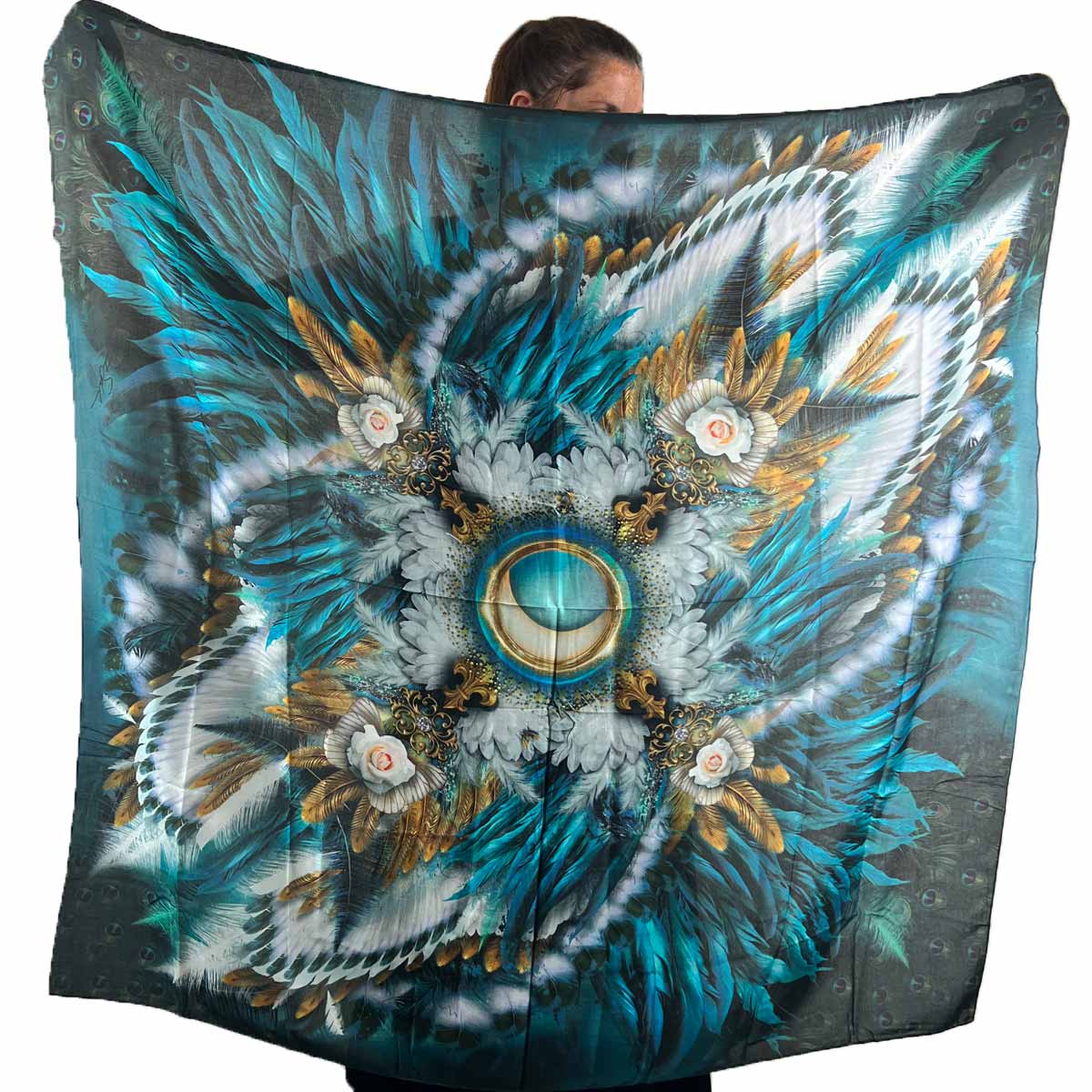 Blue Angel Squared Silk Scarf - deb schlier studio