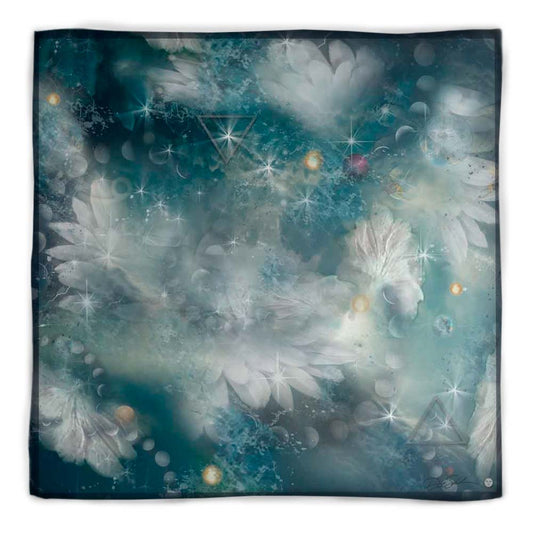 Cosmic Blue Moon Square Silk Scarf