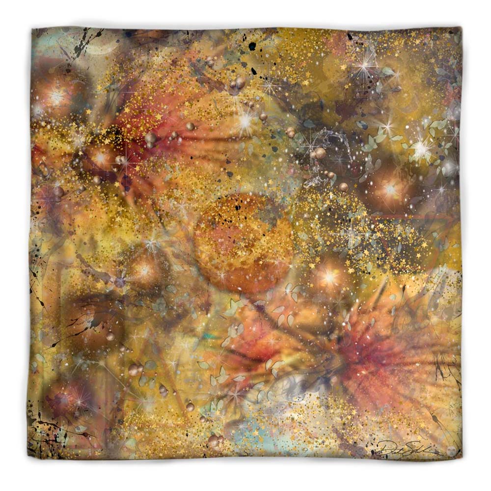 Golden Universe Square Silk Scarf