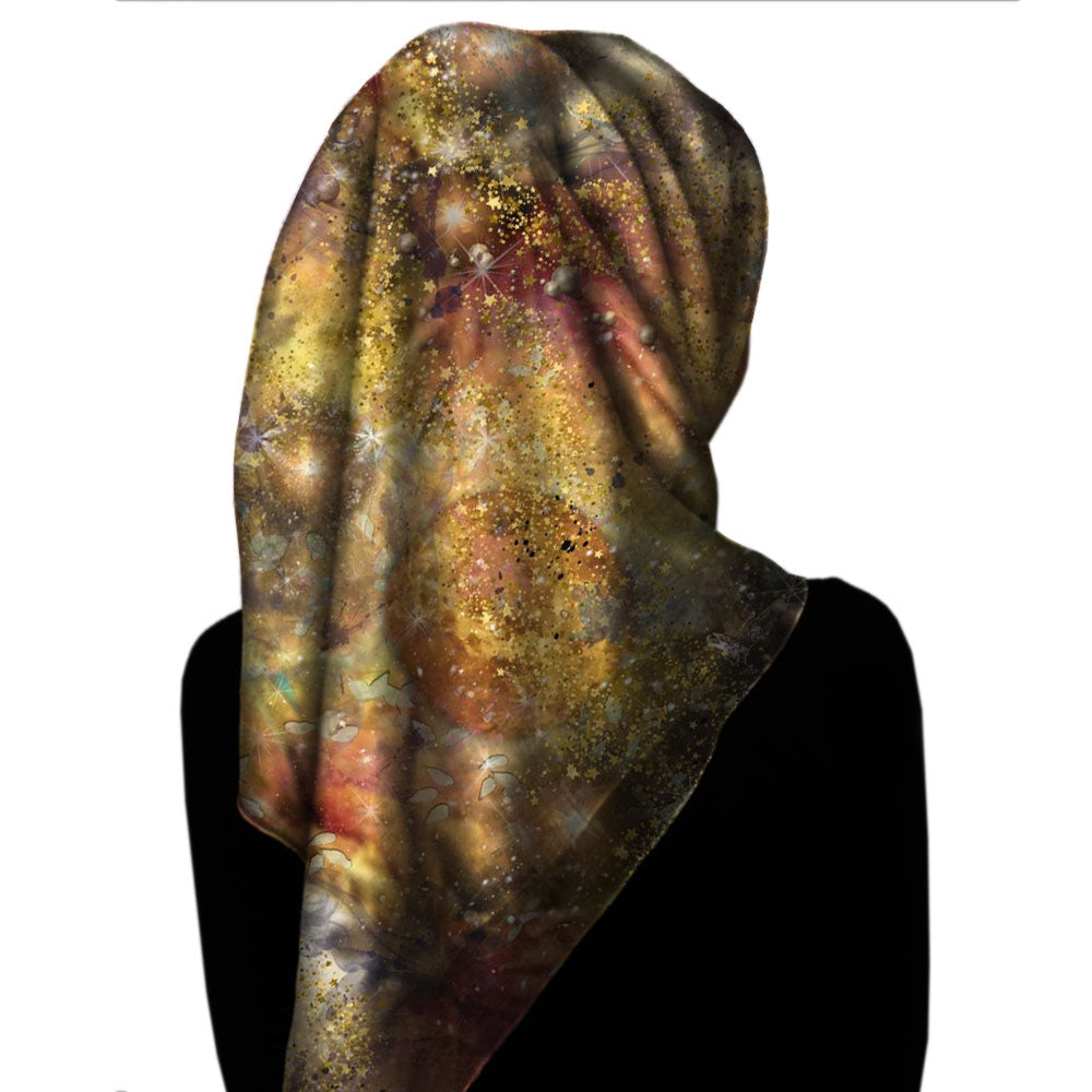 Golden Universe Square Silk Scarf - deb schlier studio