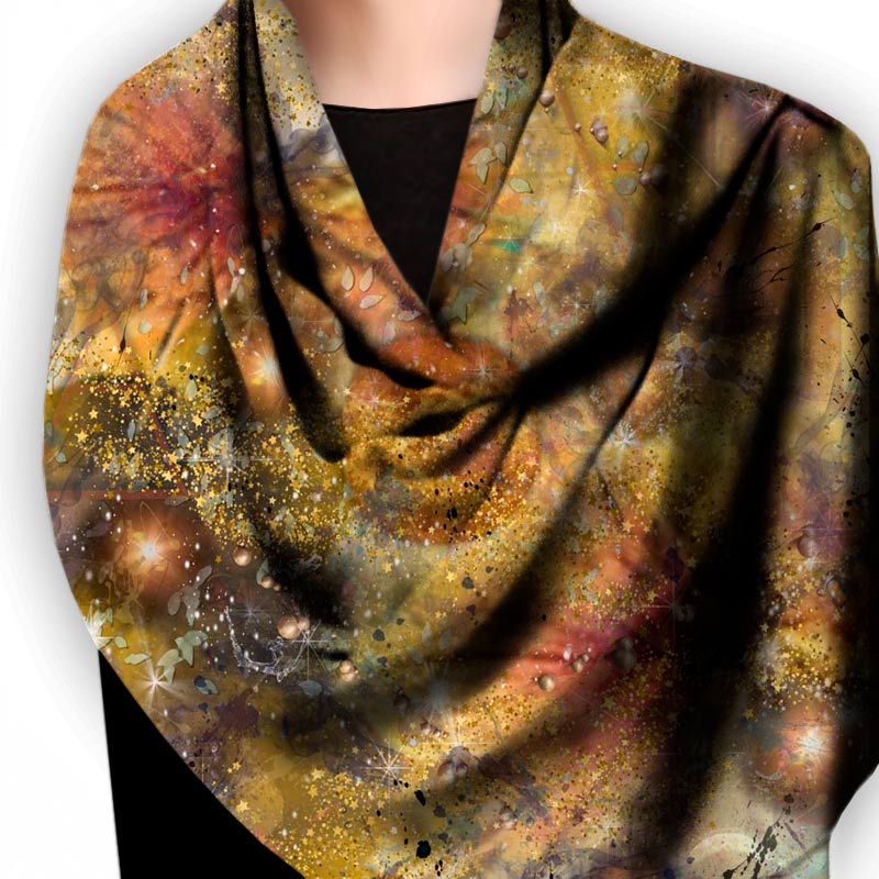 Golden Universe Square Silk Scarf - deb schlier studio