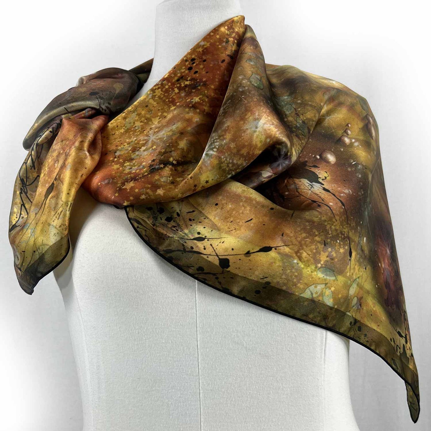 Golden Universe Square Silk Scarf - deb schlier studio