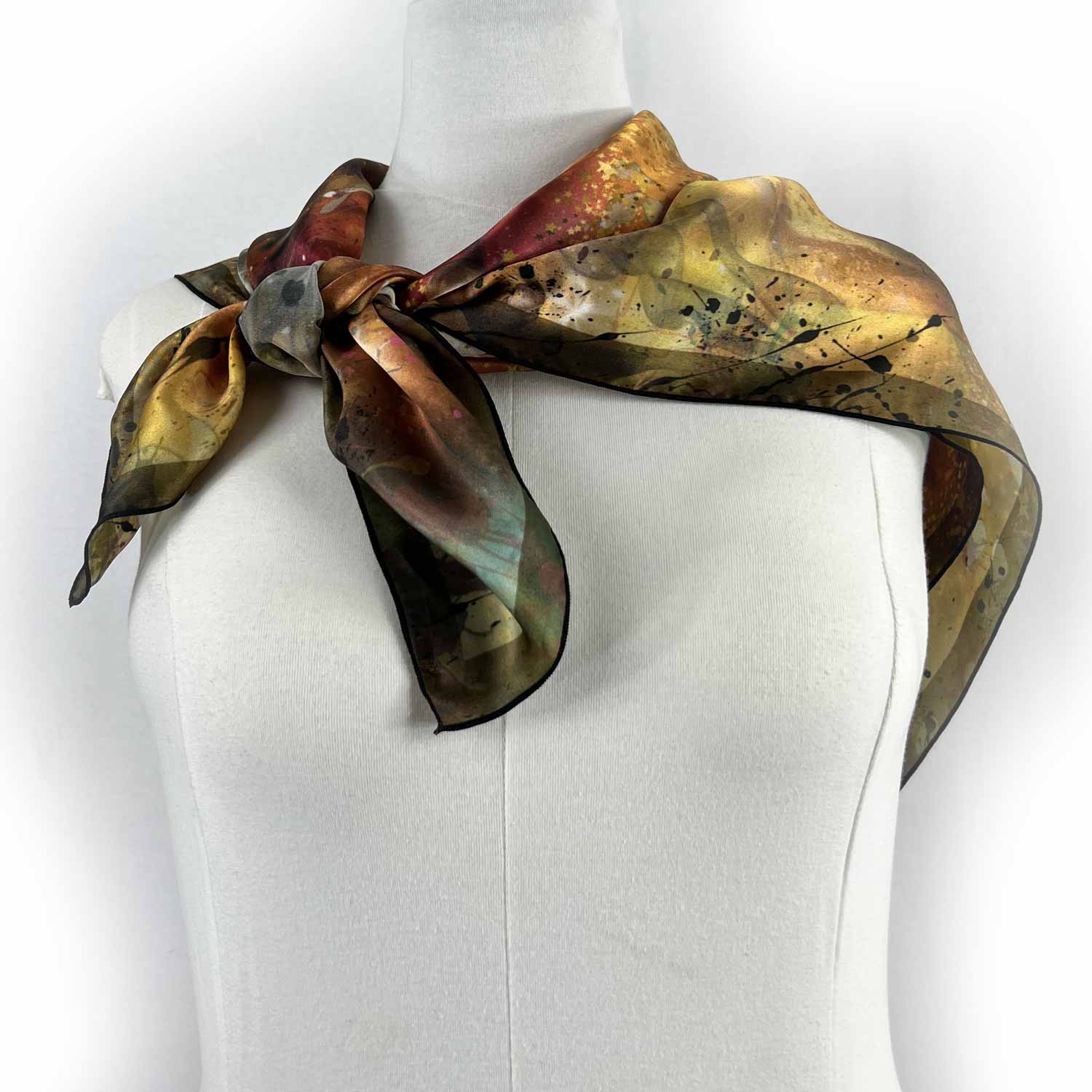 Golden Universe Square Silk Scarf - deb schlier studio