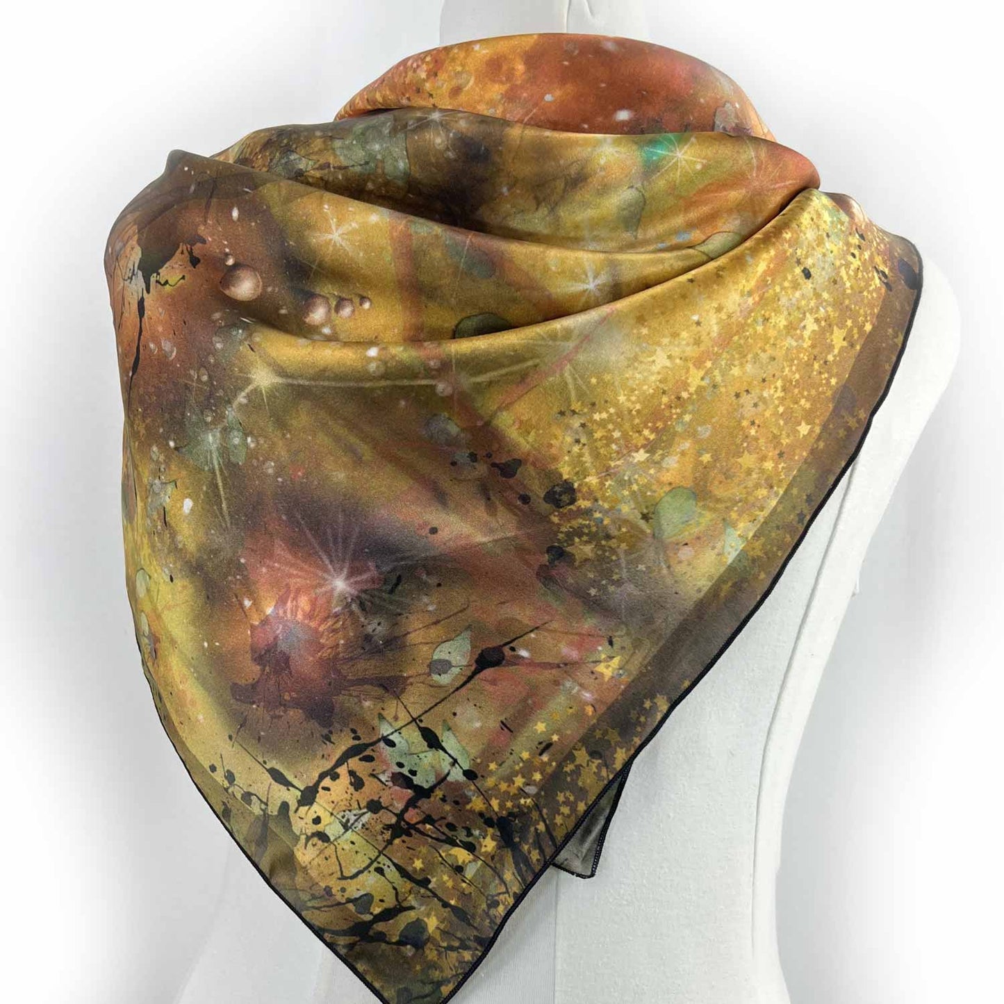 Golden Universe Square Silk Scarf - deb schlier studio