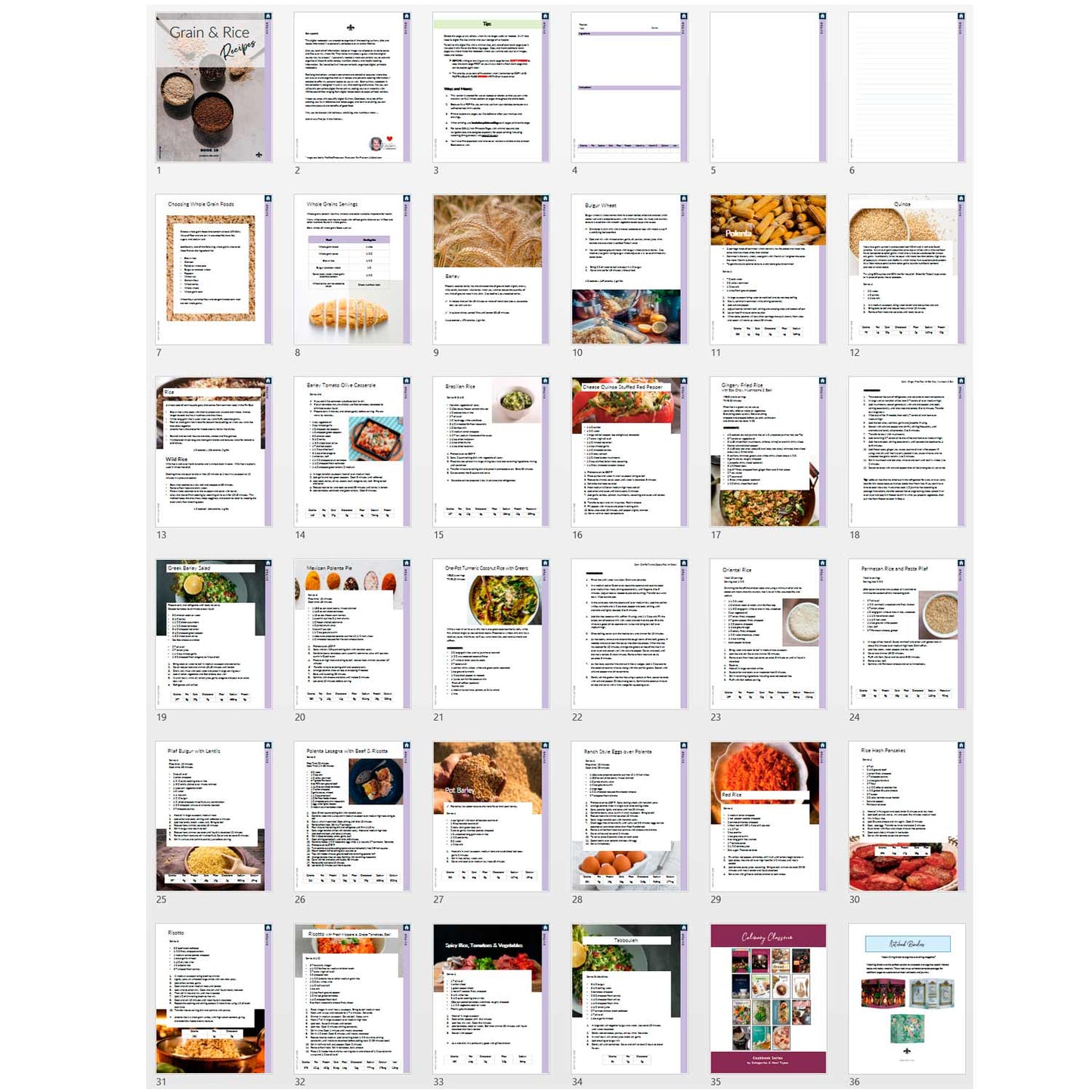 Grain & Rice Recipes: Printable Book 10