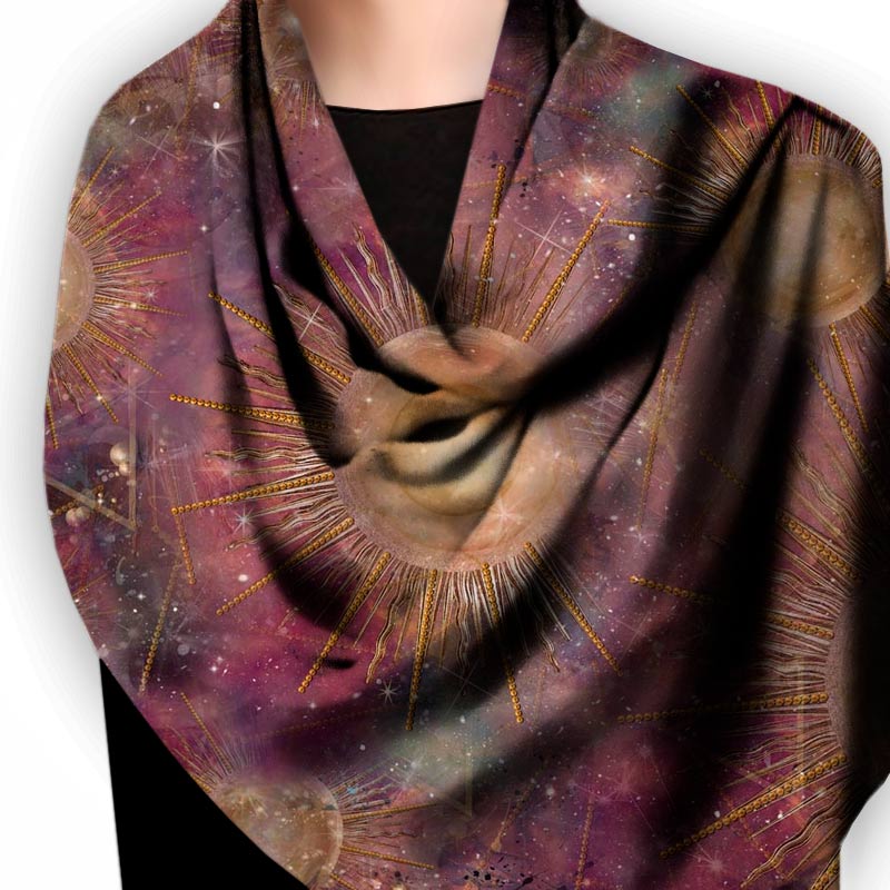 Sun, Moon & Stars Square Silk Scarf - deb schlier studio