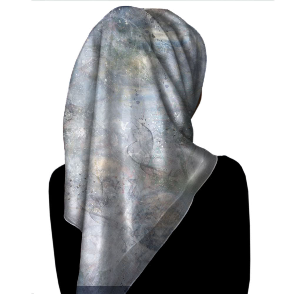 Cosmic Snow Storm Square Silk Scarf - deb schlier studio