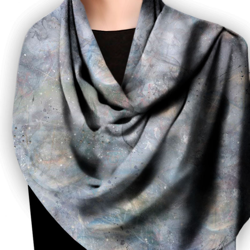 Cosmic Snow Storm Square Silk Scarf - deb schlier studio