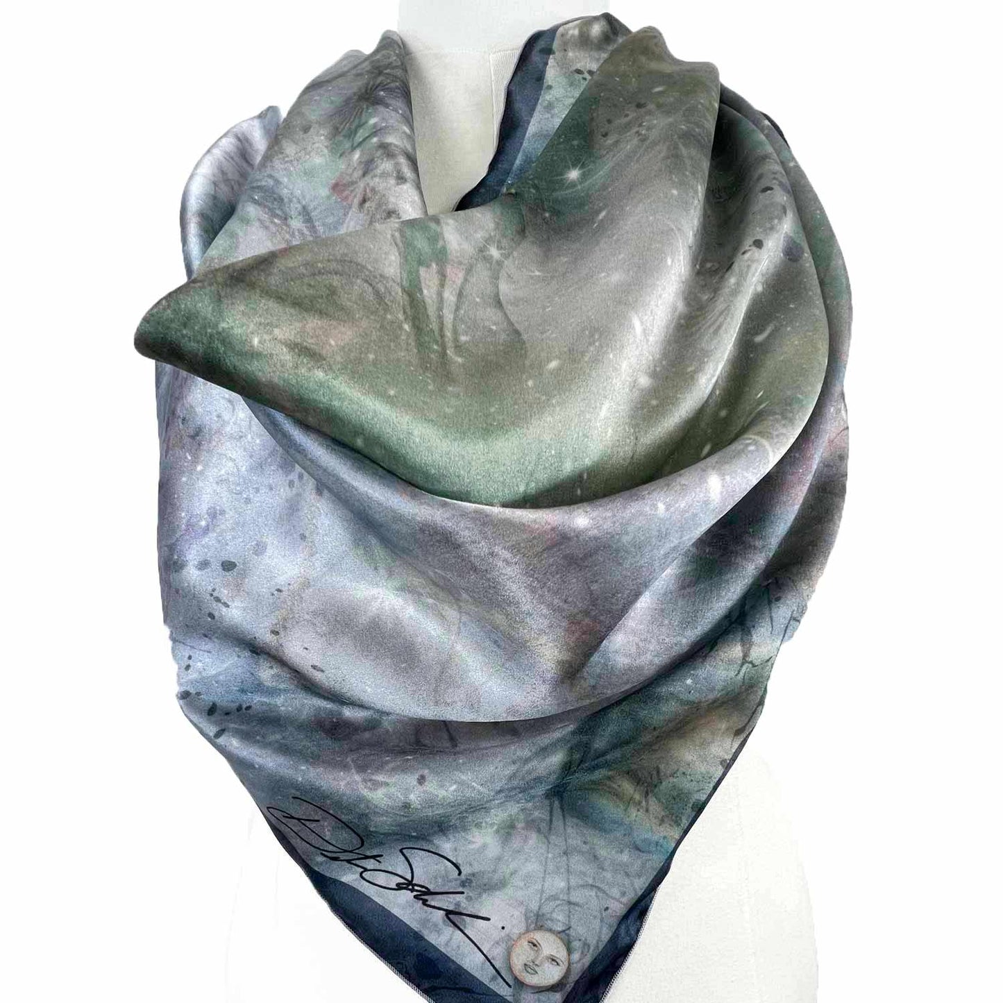 Cosmic Snow Storm Square Silk Scarf - deb schlier studio