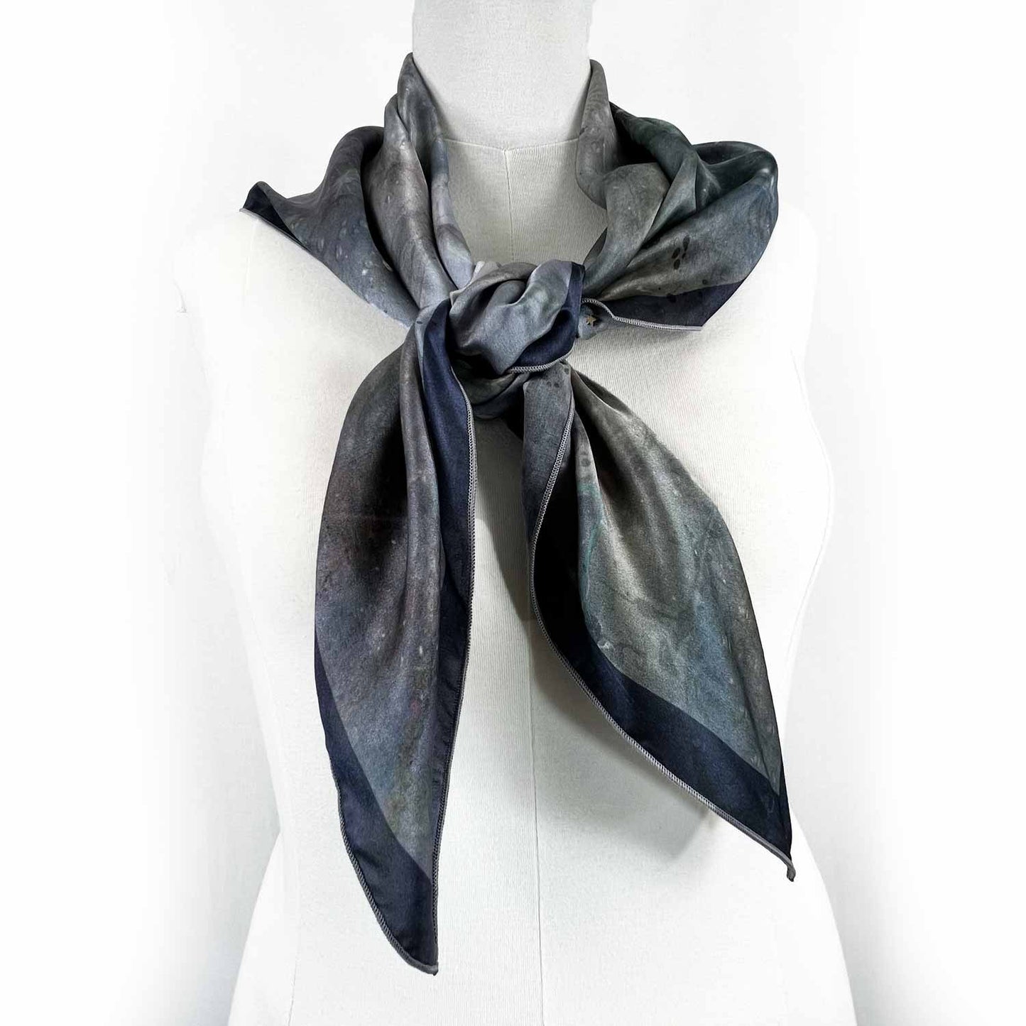 Cosmic Snow Storm Square Silk Scarf - deb schlier studio