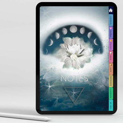 Moon Phase & Lotus Flower Virtual Notebook - deb schlier studio