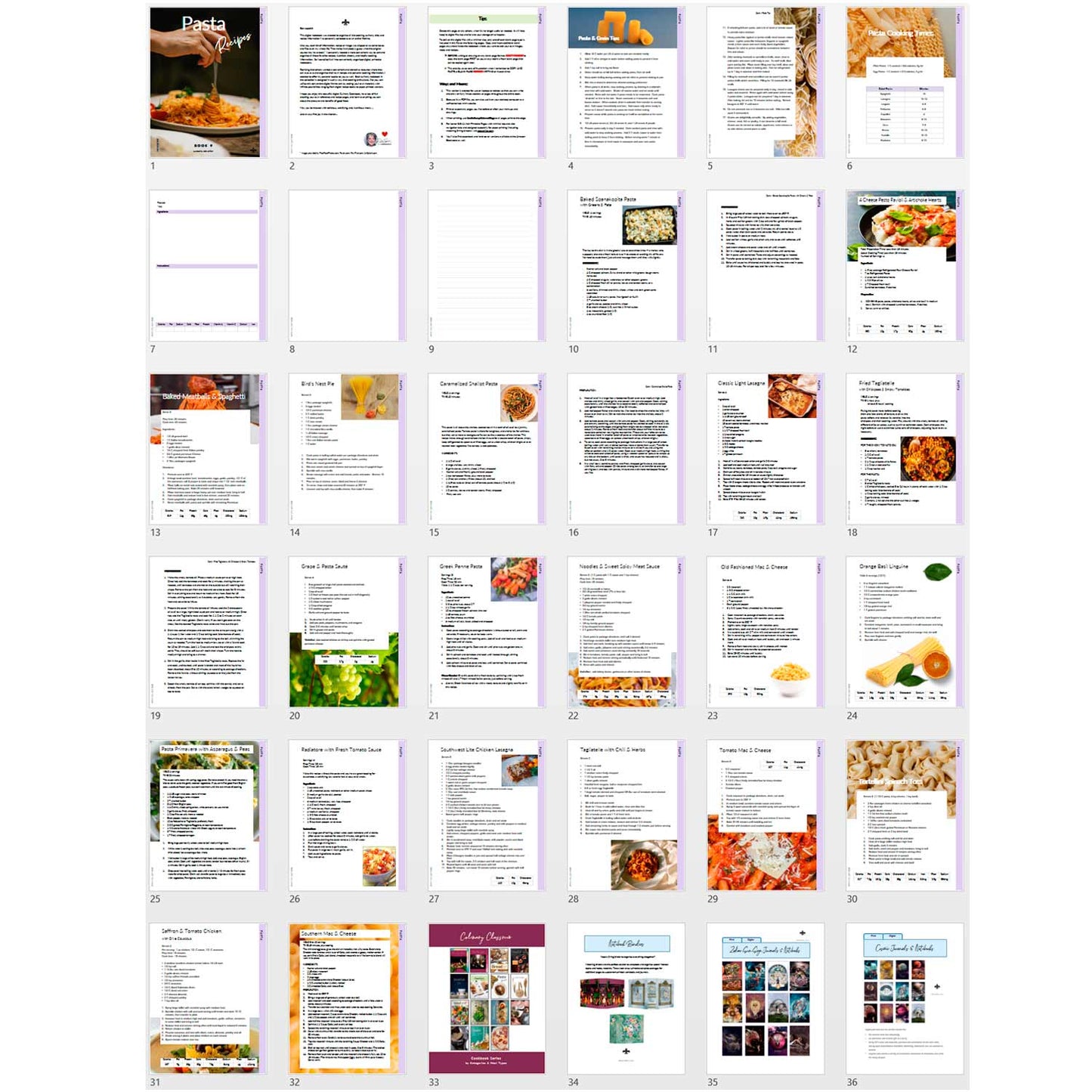 Pasta Recipes: Printable Book 9