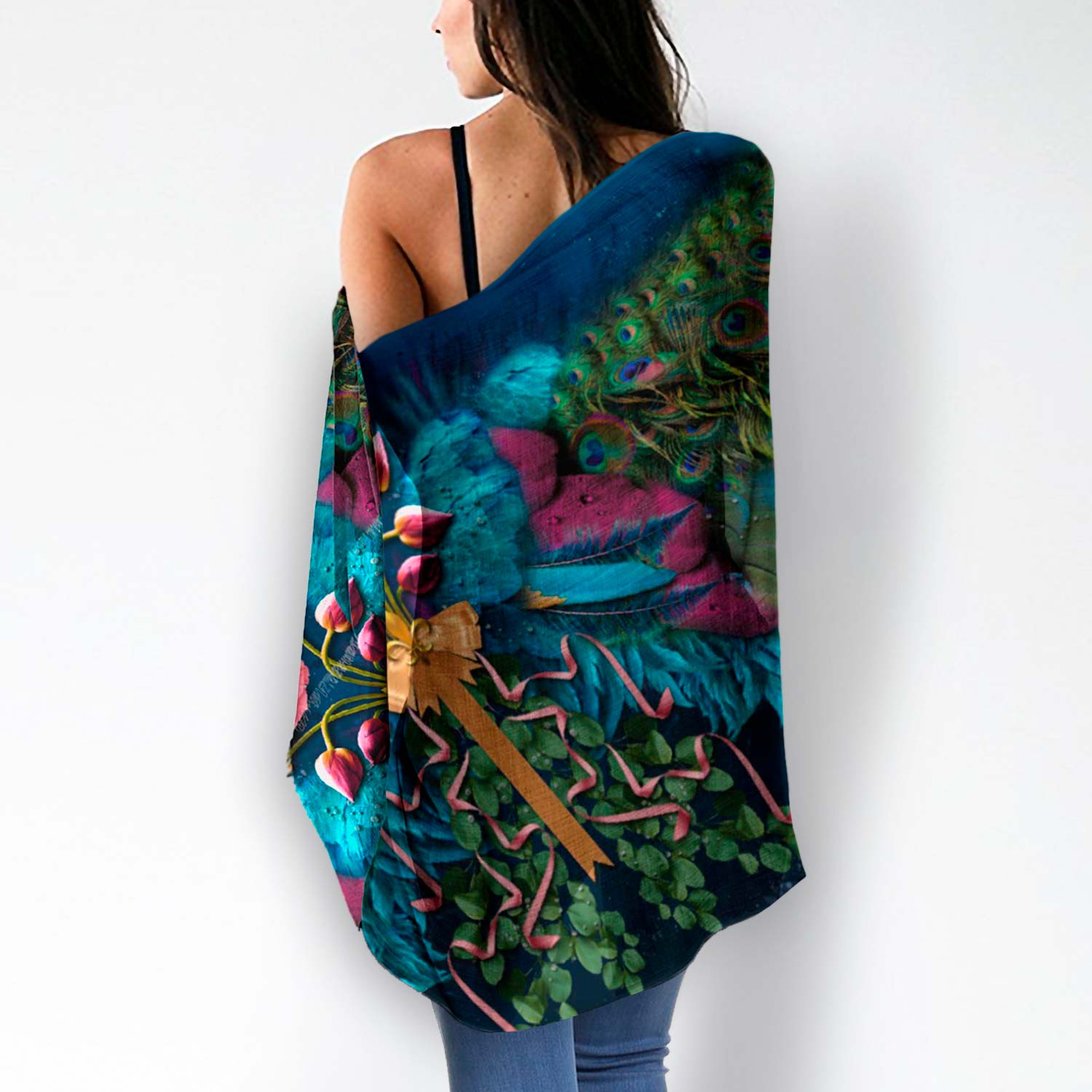 Peacock Wings Long Scarf - deb schlier studio