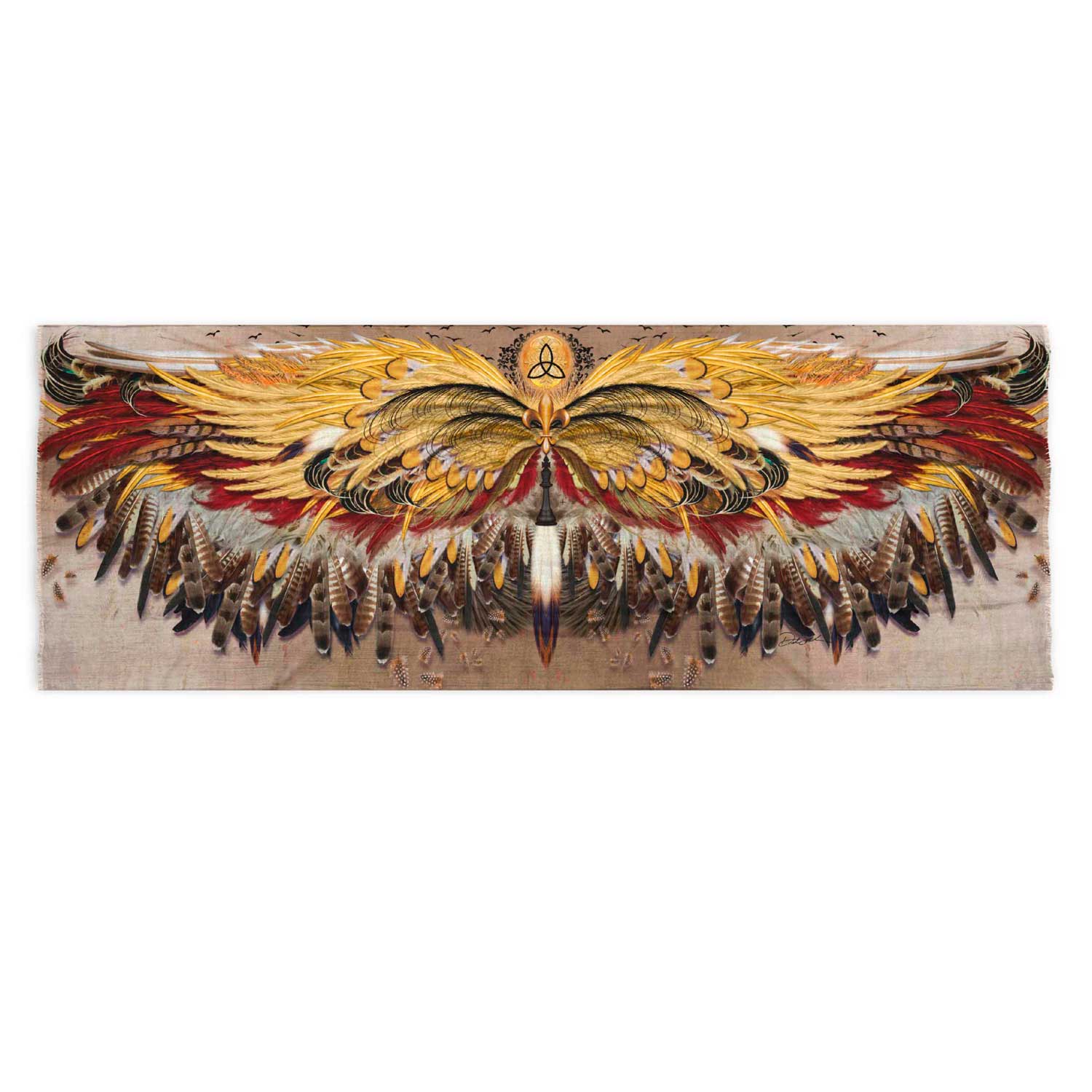 Phoenix Wings Long Brown Scarf - deb schlier studio